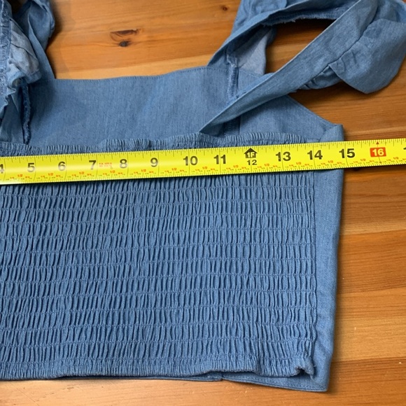 Unbranded blue crop top with stretch, elasticized back, denim look - Picture 7 of 9